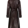 Jil Sander Dark Brown Belted Leather Coat