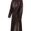 Jil Sander Dark Brown Belted Leather Coat