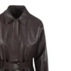 Jil Sander Dark Brown Belted Leather Coat