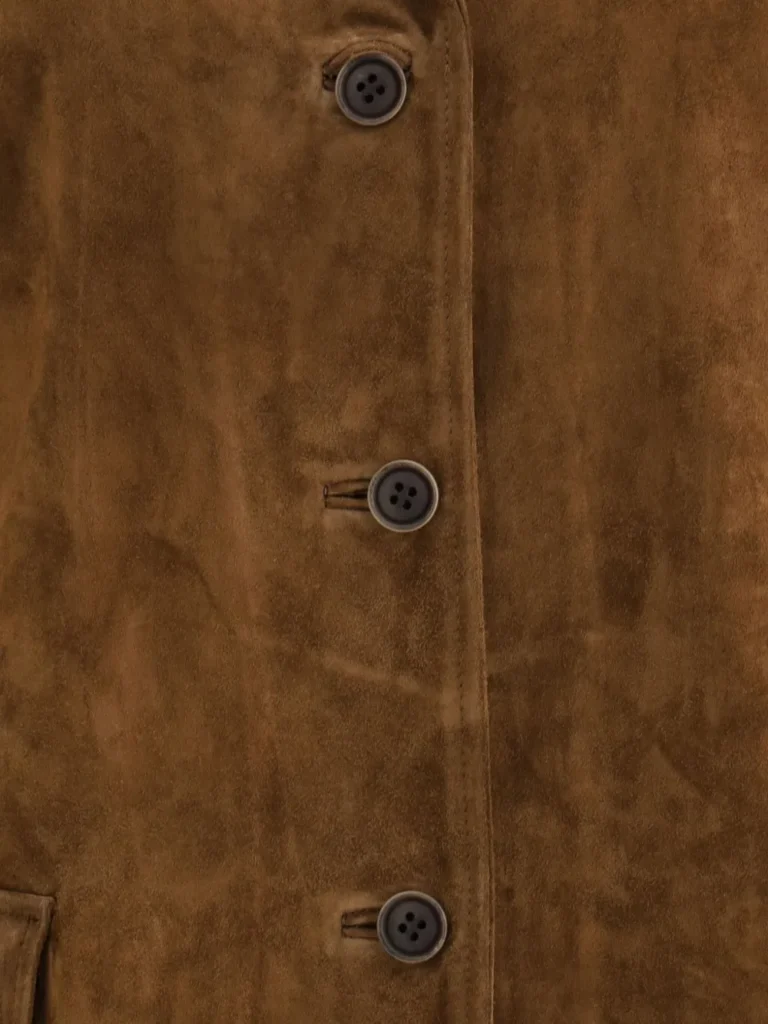 Lemaire Oversized Suede Coat in Chestnut Brown