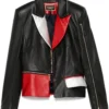 MITHLANE Colorblock Leather Moto Jacket