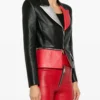 MITHLANE Colorblock Leather Moto Jacket