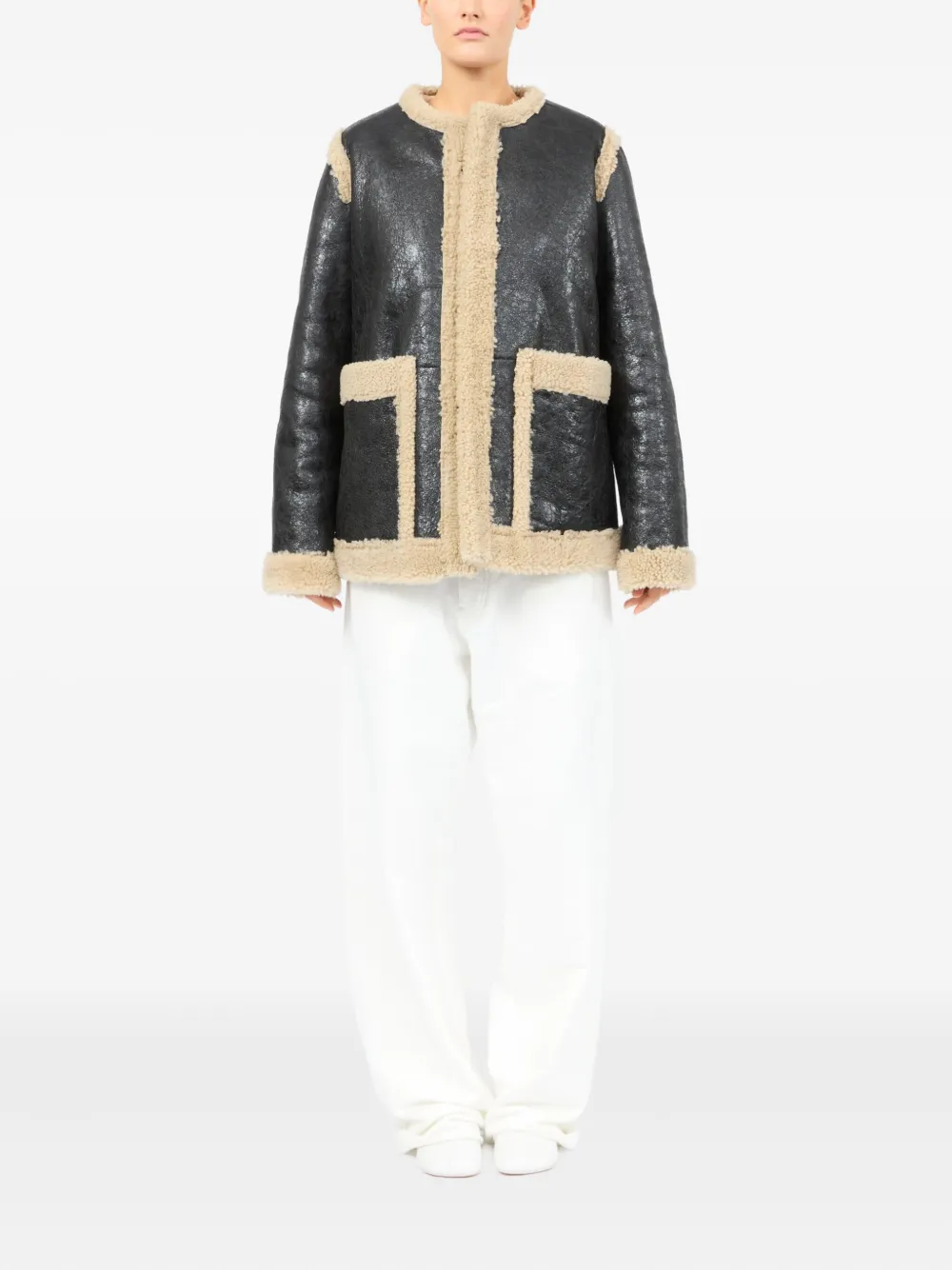 Maison Margiela Shearling-Trimmed Leather Jacket