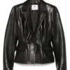Marine Serre Black Leather Blazer