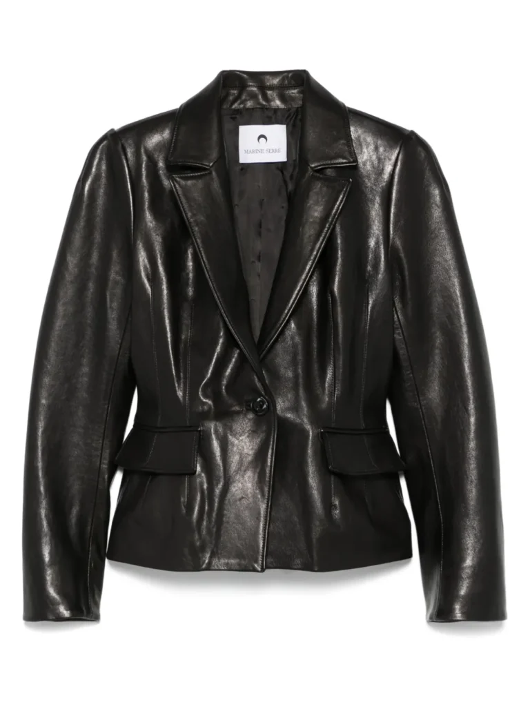 Marine Serre Black Leather Blazer