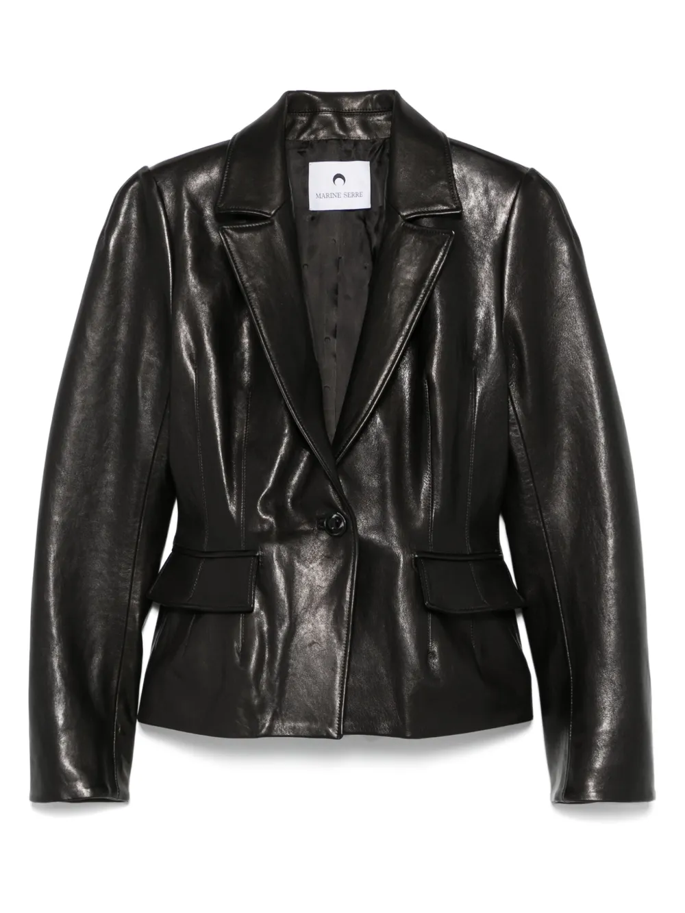 Marine Serre Black Leather Blazer
