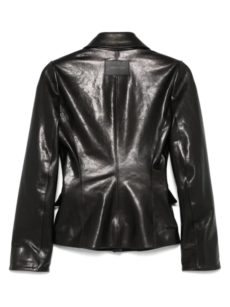 Marine Serre Black Leather Blazer