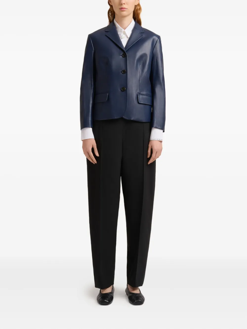 Marni Single-Breasted Leather Blazer