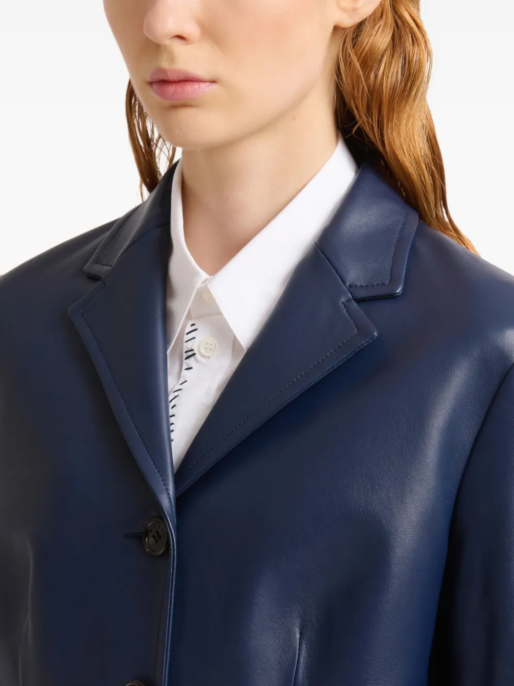 Marni Single-Breasted Leather Blazer