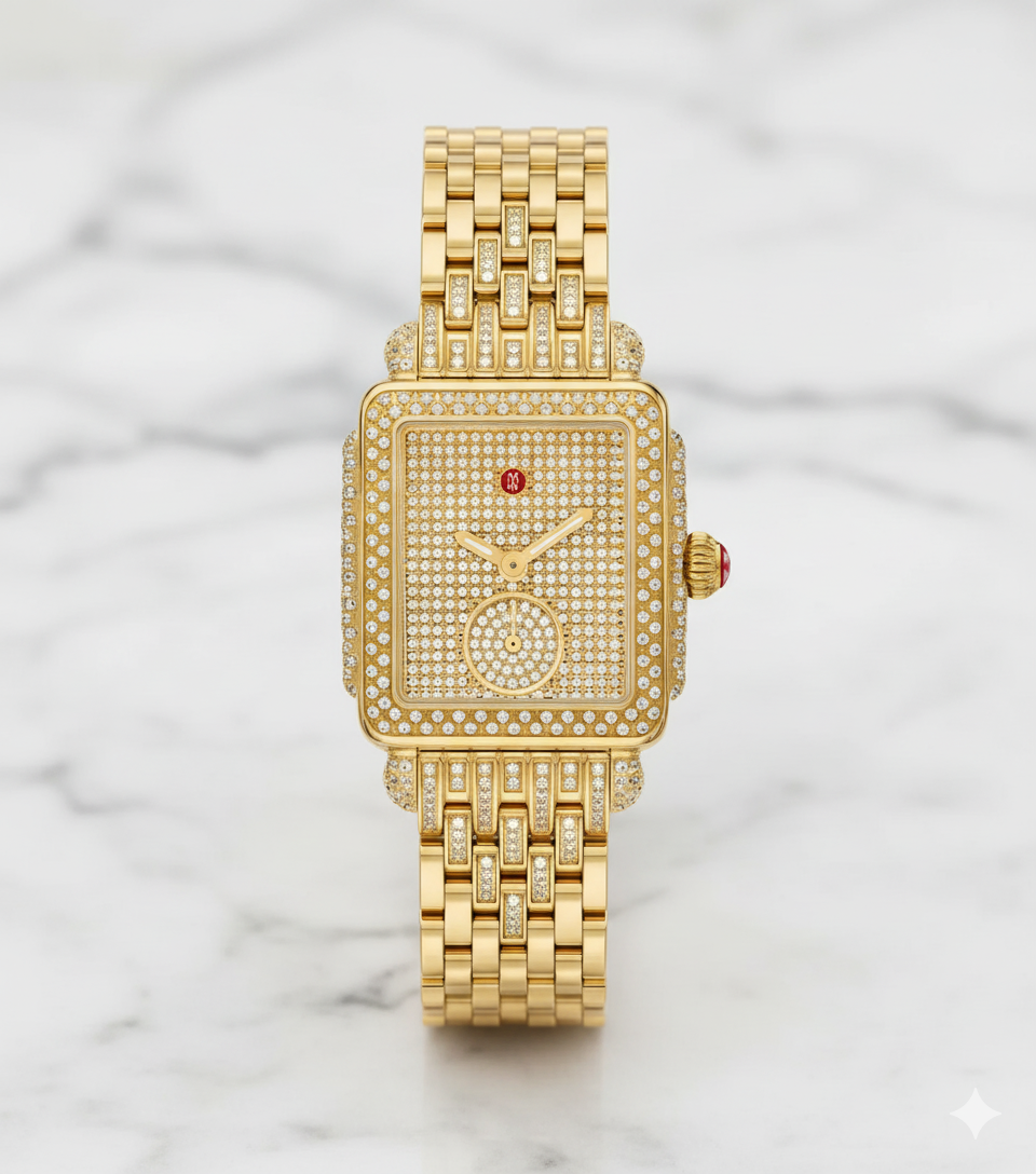 Michele Deco Madison Mid Diamond Gold Watch
