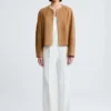 Mira Collarless Suede Jacket