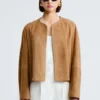 Mira Collarless Suede Jacket