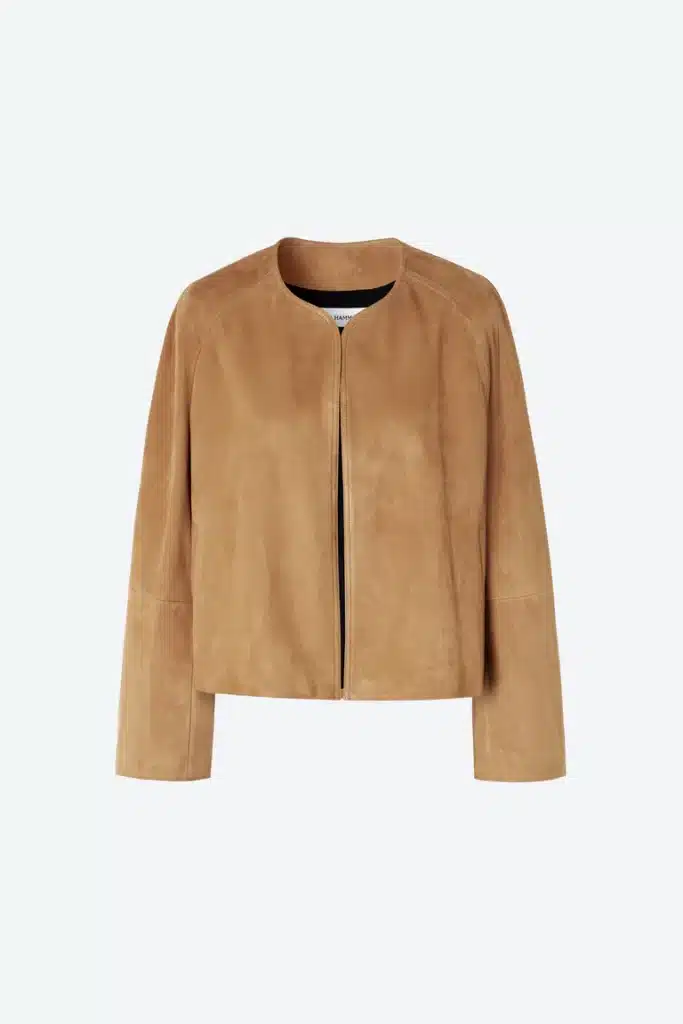 Mira Collarless Suede Jacket