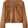Miu Miu Cropped Suede Bomber Jacket
