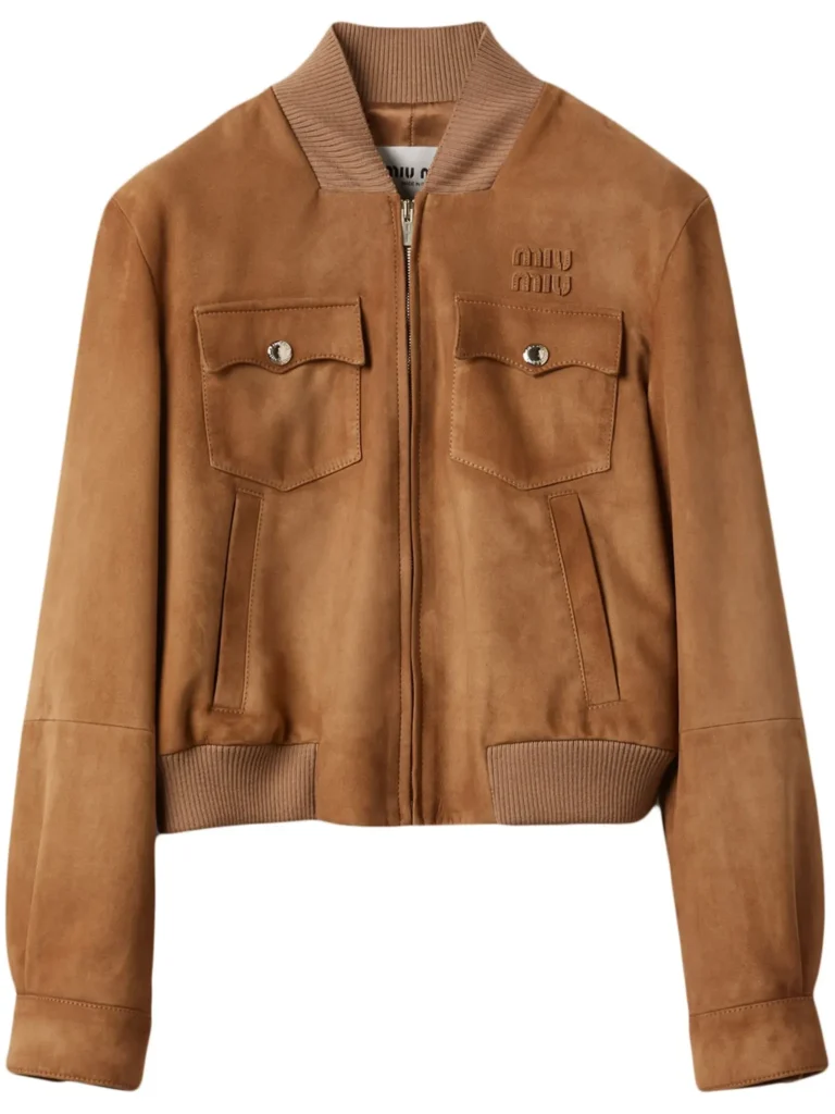 Miu Miu Cropped Suede Bomber Jacket