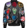 NBA Multi-Team Logo Leather Bomber Jacket