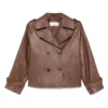 Peserico Cropped Double-Breasted Leather Jacket
