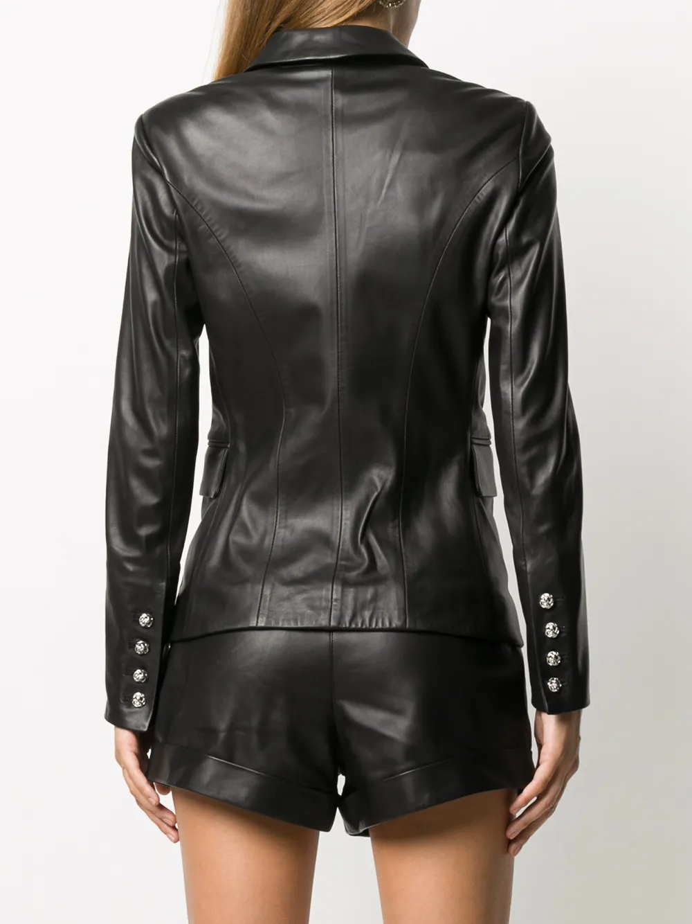 Philipp Plein Embellished Lapel Leather Blazer