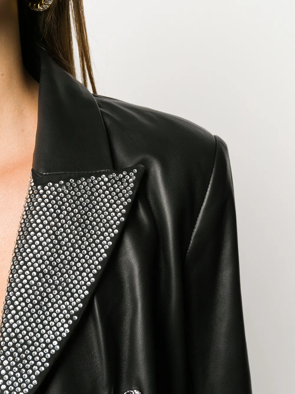 Philipp Plein Embellished Lapel Leather Blazer