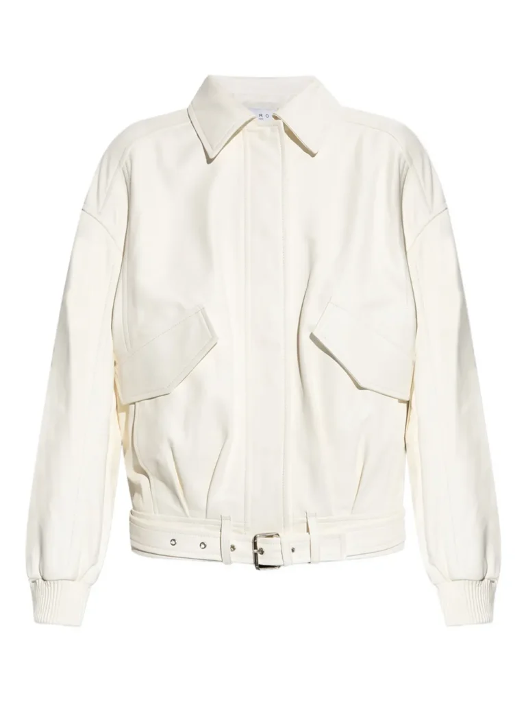 ROKH Belted Leather Bomber Jacket