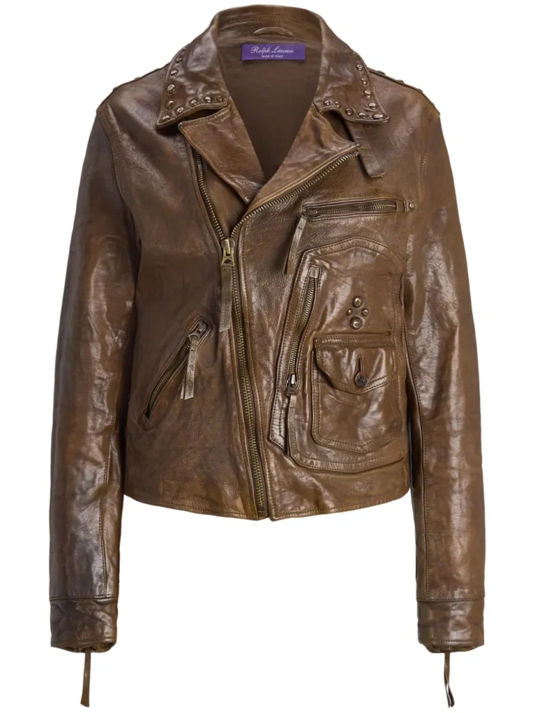 Ralph Lauren Studded Leather Biker Jacket