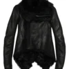 Rick Owens Shearling-Lined Asymmetric Leather Jacket