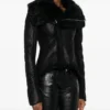Rick Owens Shearling-Lined Asymmetric Leather Jacket