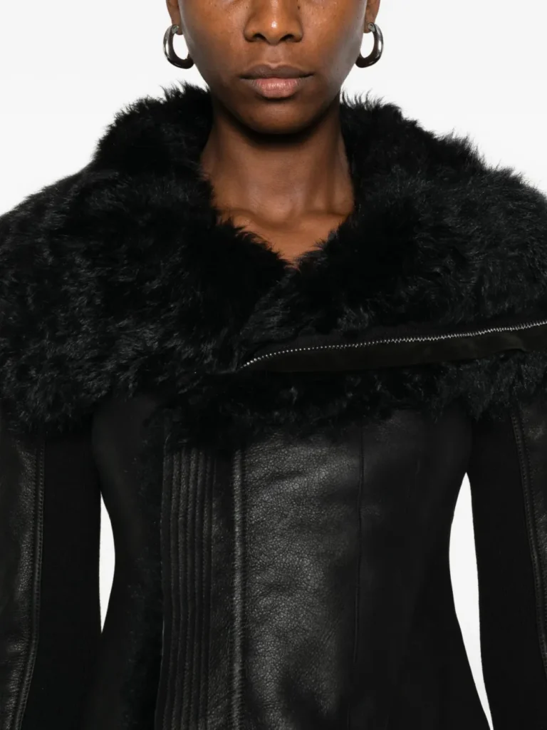 Rick Owens Shearling-Lined Asymmetric Leather Jacket