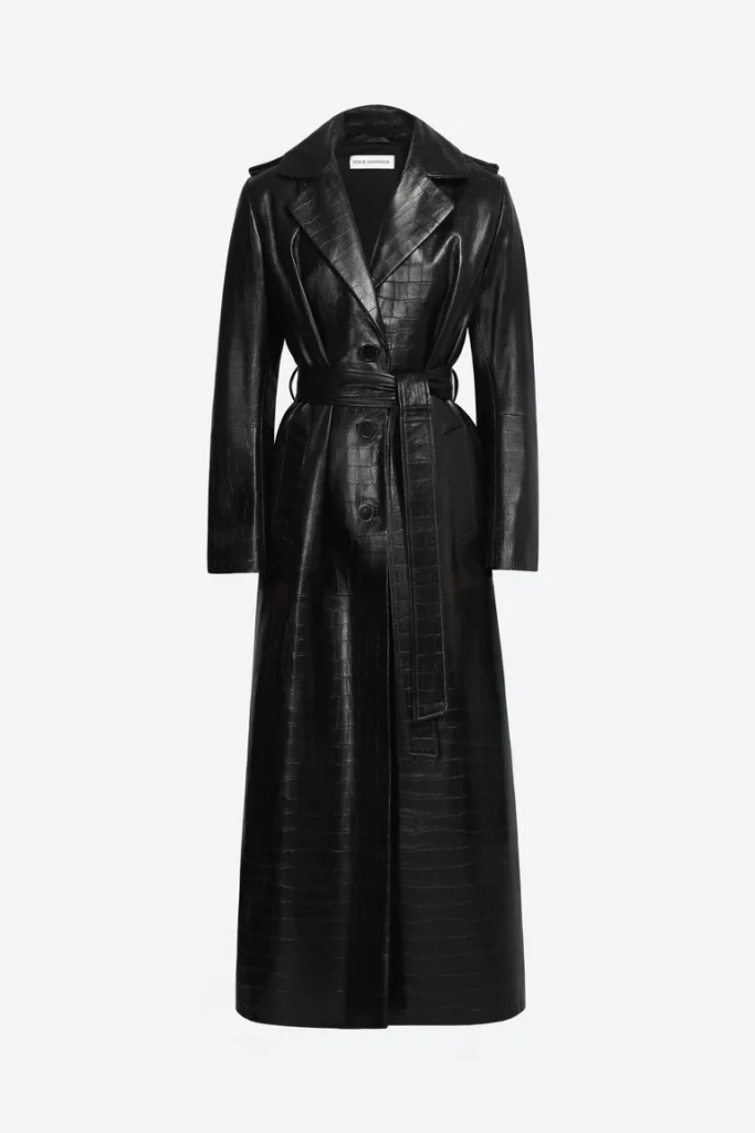 Scarlett Black Gloss Croco Trench Coat