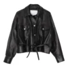 Philosophy Di Lorenzo Serafini Cropped Belted Leather Jacket