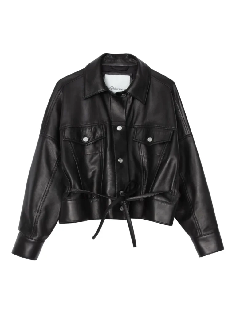 Philosophy Di Lorenzo Serafini Cropped Belted Leather Jacket