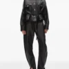 Philosophy Di Lorenzo Serafini Cropped Belted Leather Jacket