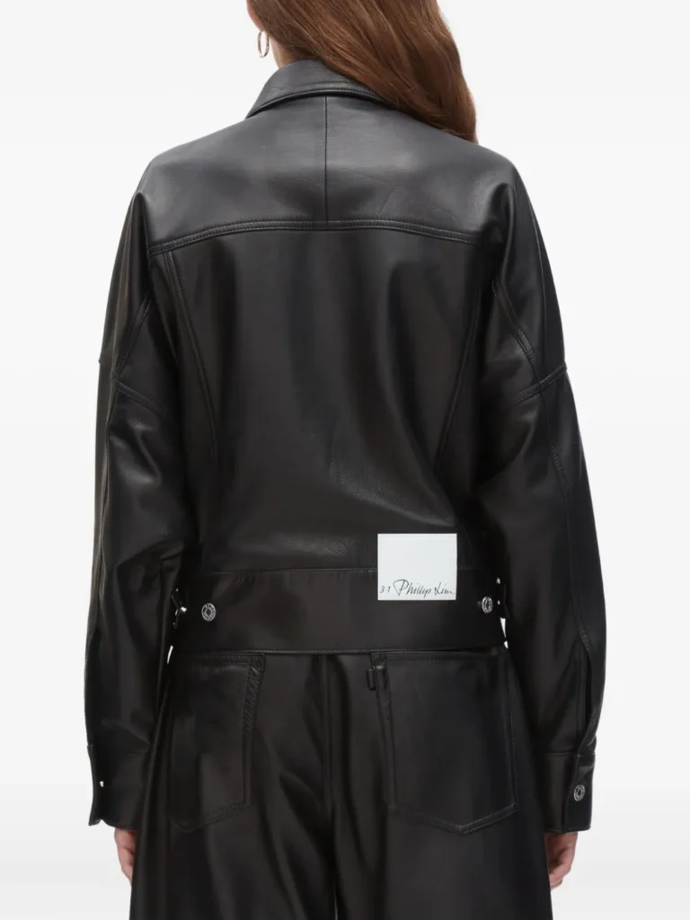 Philosophy Di Lorenzo Serafini Cropped Belted Leather Jacket