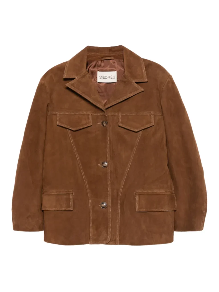 Siedrés Suede Button-Up Jacket in Brown