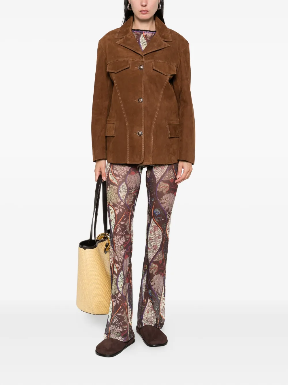 Siedrés Suede Button-Up Jacket in Brown