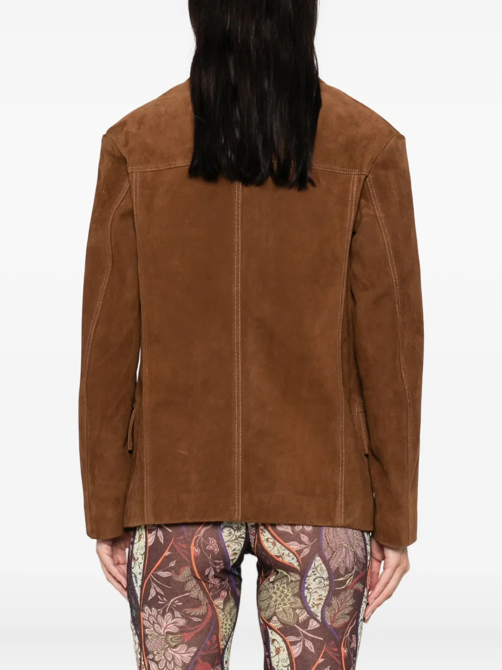 Siedrés Suede Button-Up Jacket in Brown