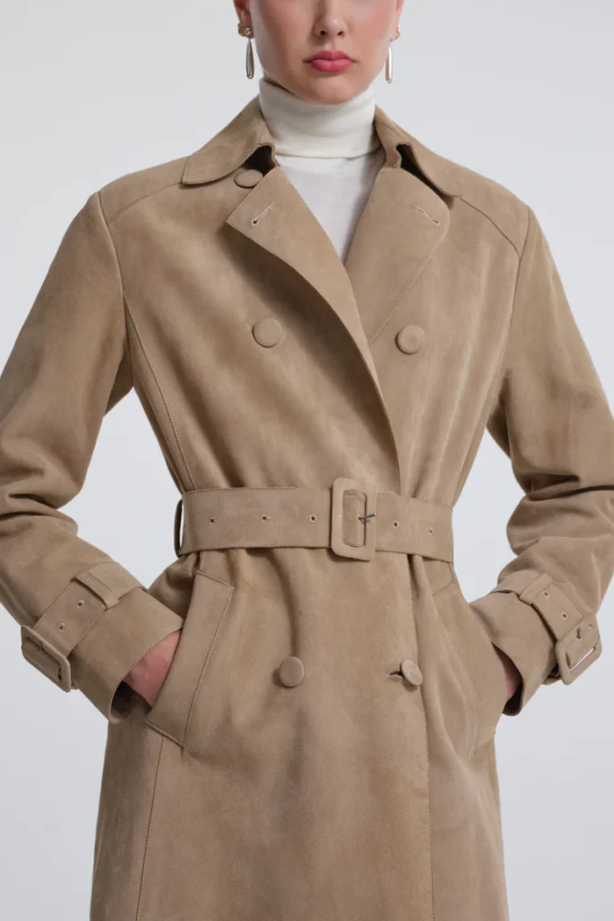 Tate Suede Sable Trench Coat