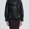 Thalia Black Double-Breasted Leather Jacket