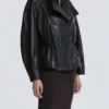 Thalia Black Double-Breasted Leather Jacket