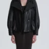 Thalia Black Double-Breasted Leather Jacket