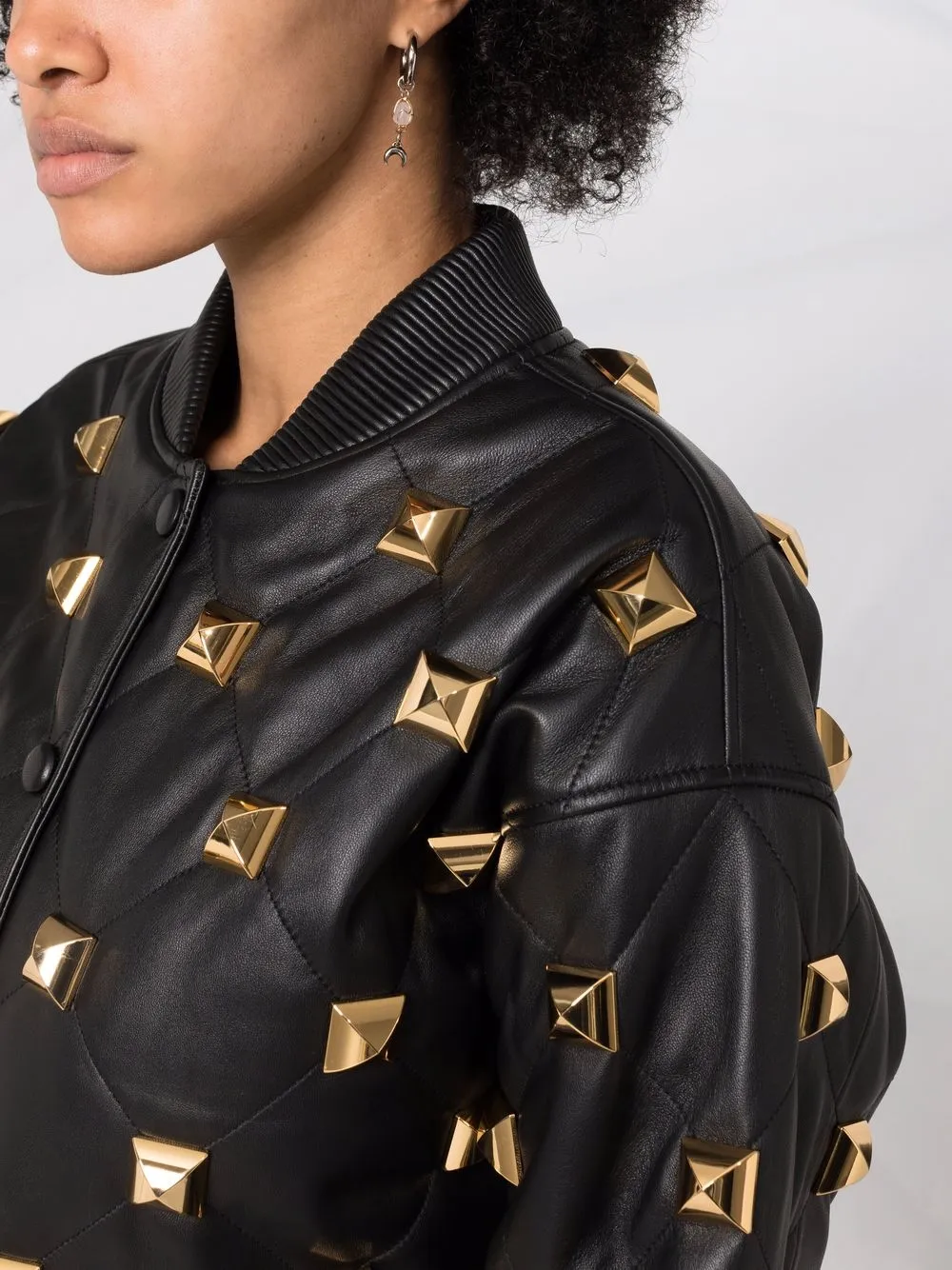 Valentino Garavani Roman Stud Quilted Leather Bomber Jacket