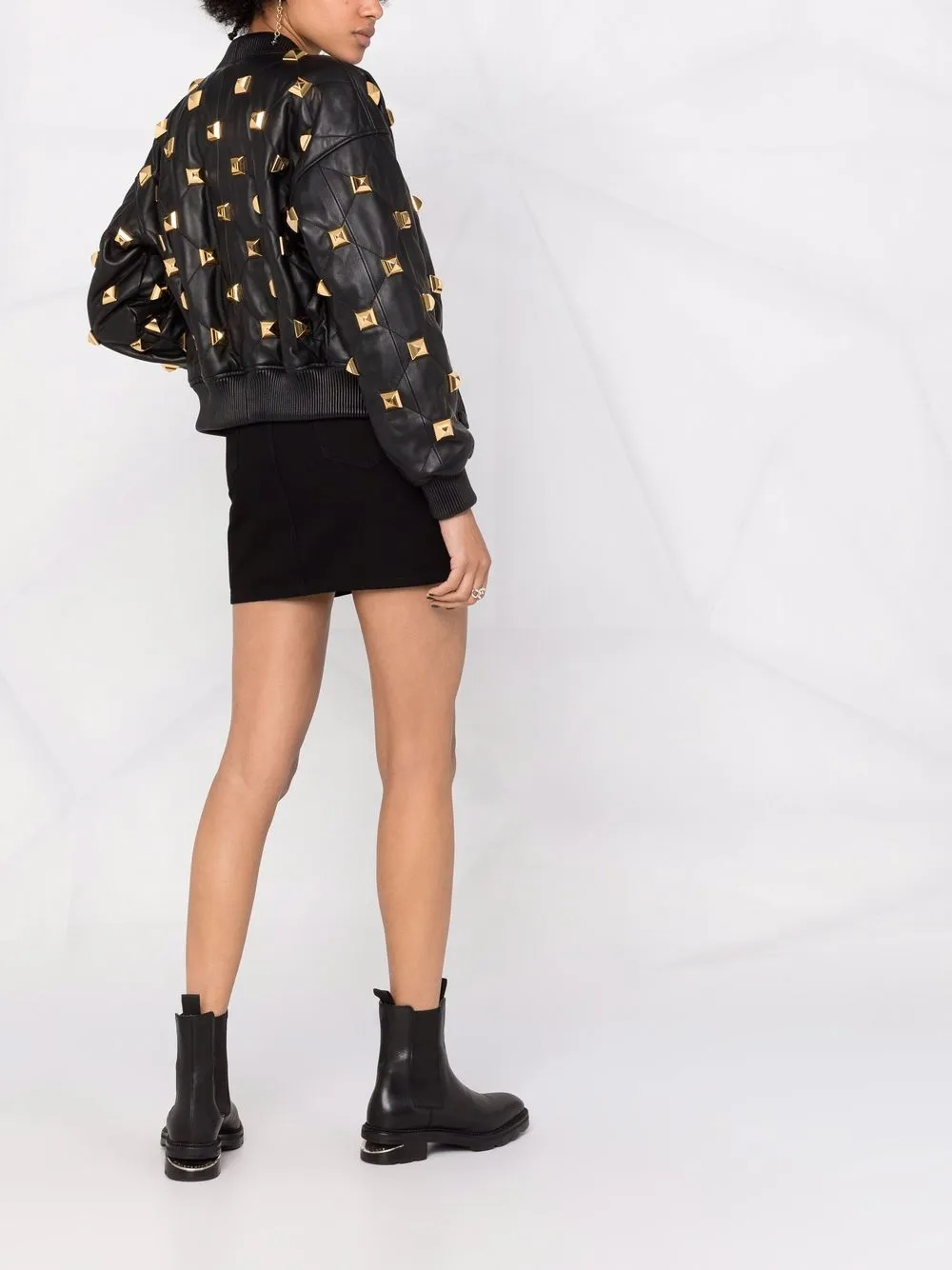 Valentino Garavani Roman Stud Quilted Leather Bomber Jacket