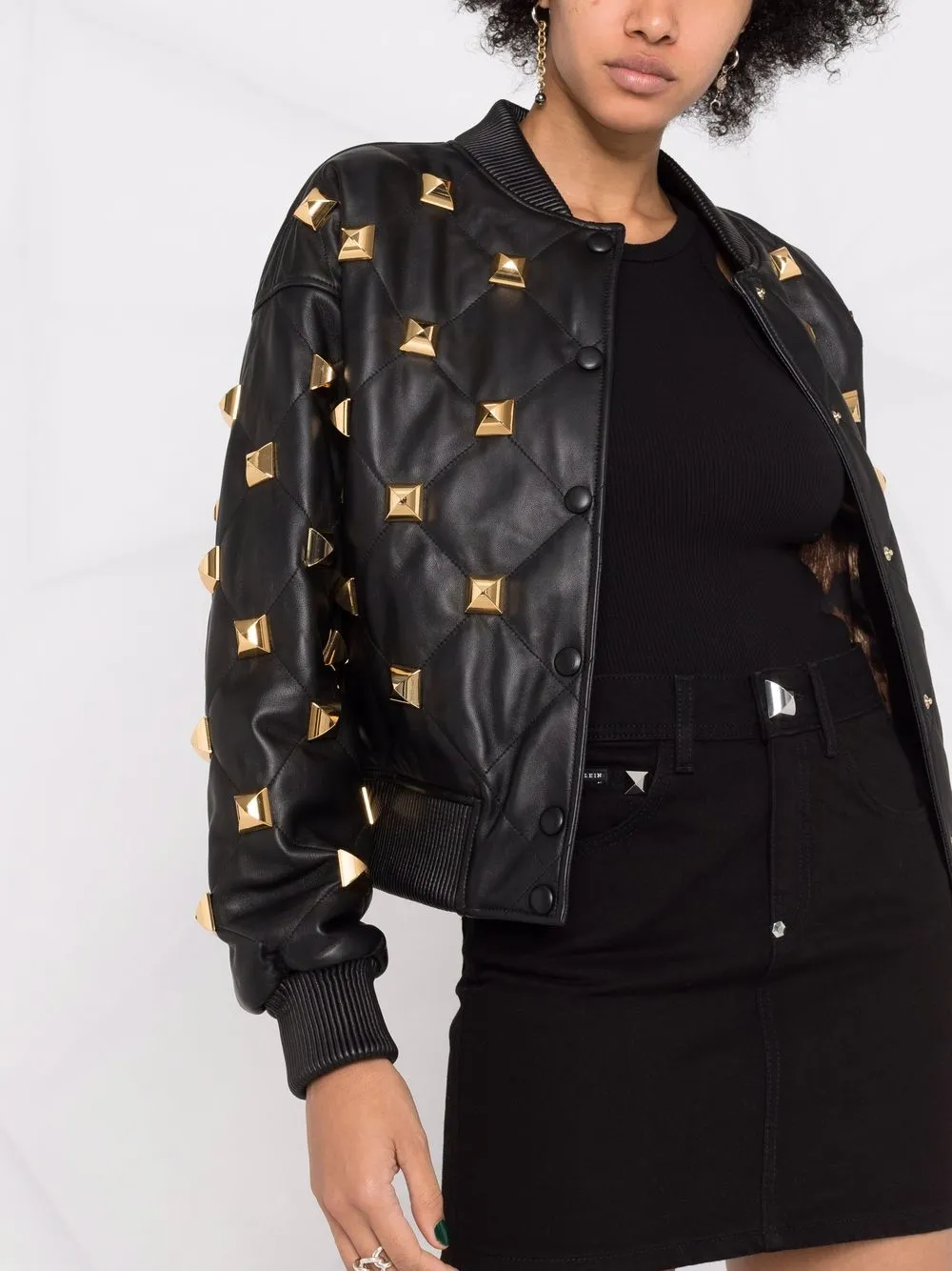 Valentino Garavani Roman Stud Quilted Leather Bomber Jacket