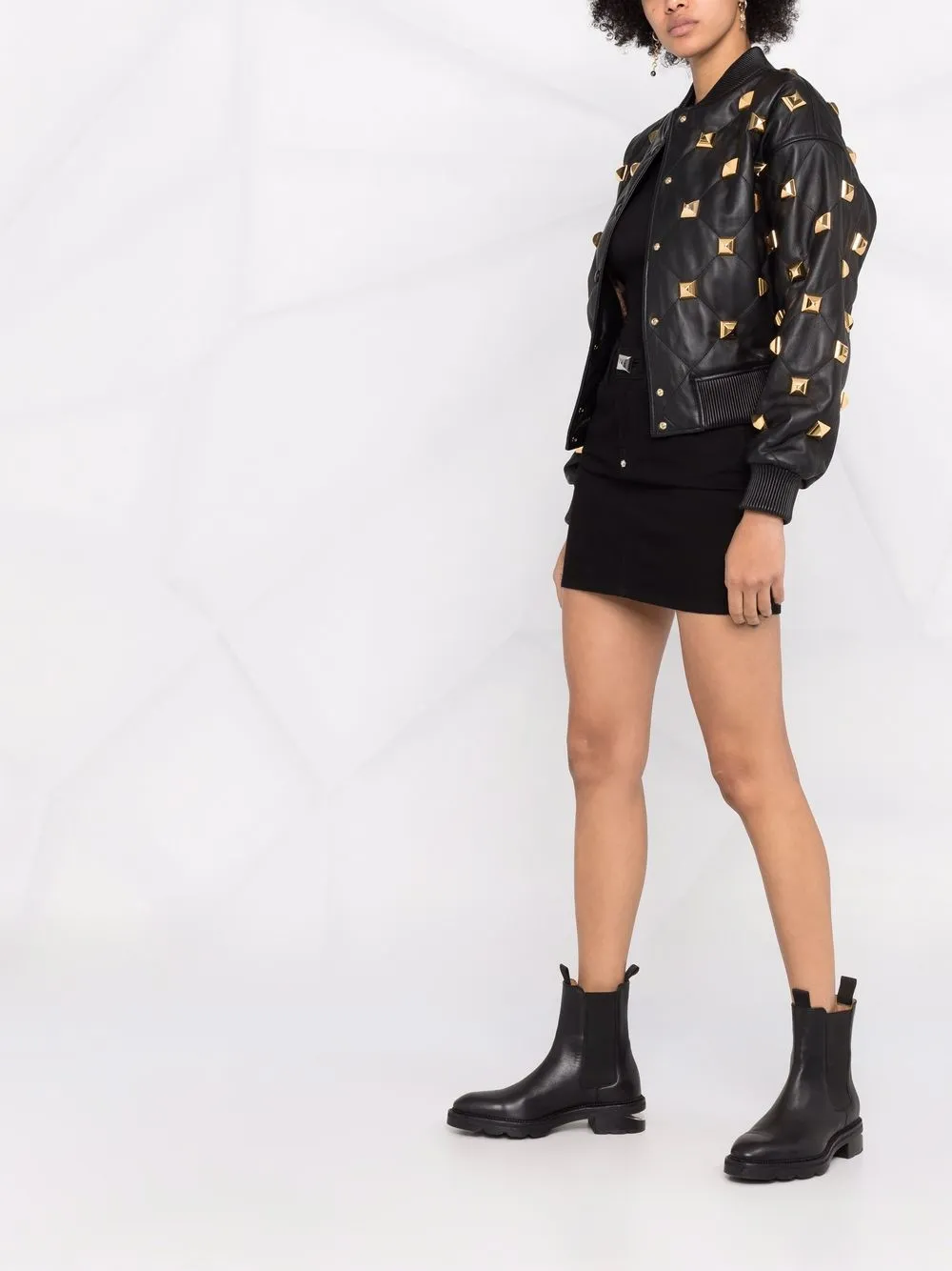 Valentino Garavani Roman Stud Quilted Leather Bomber Jacket