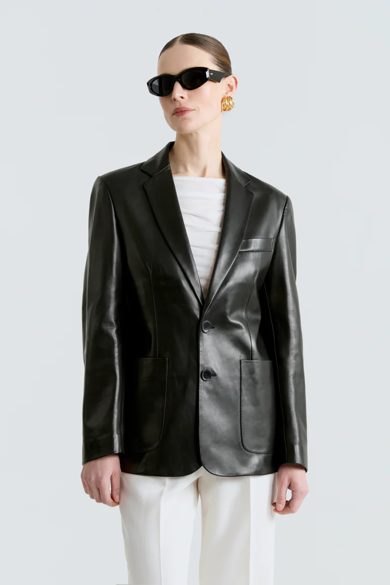 Valeria Black Leather Blazer