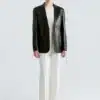 Valeria Black Leather Blazer