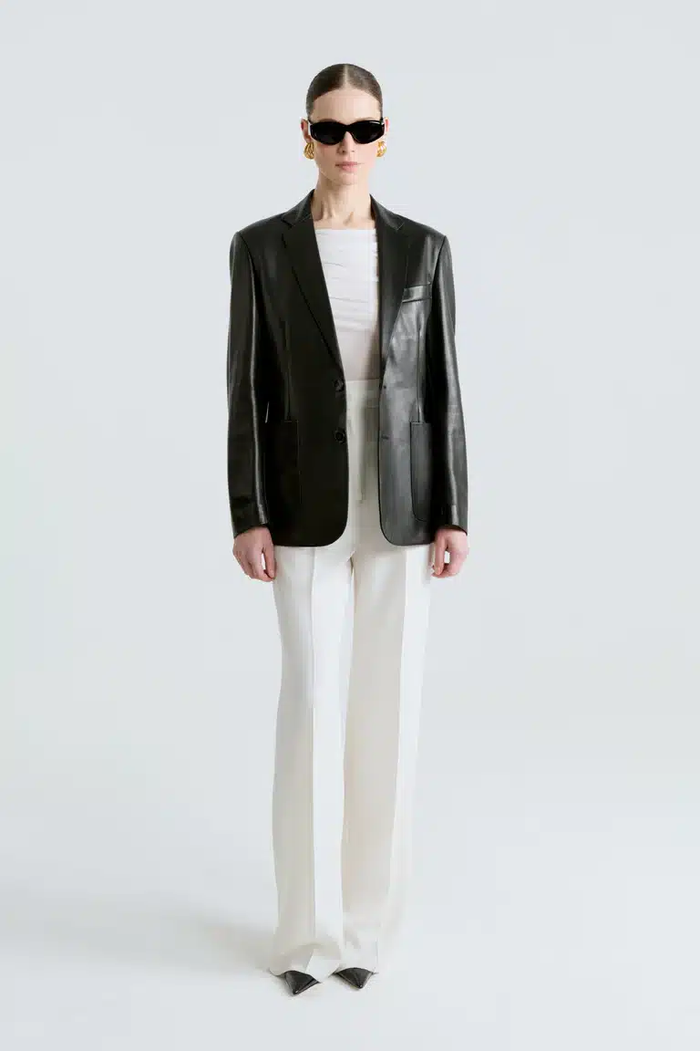 Valeria Black Leather Blazer