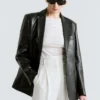 Valeria Black Leather Blazer