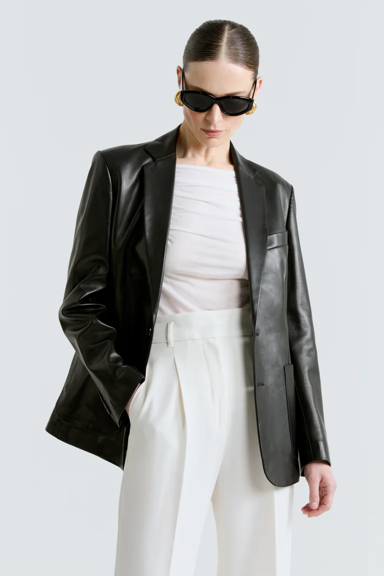 Valeria Black Leather Blazer