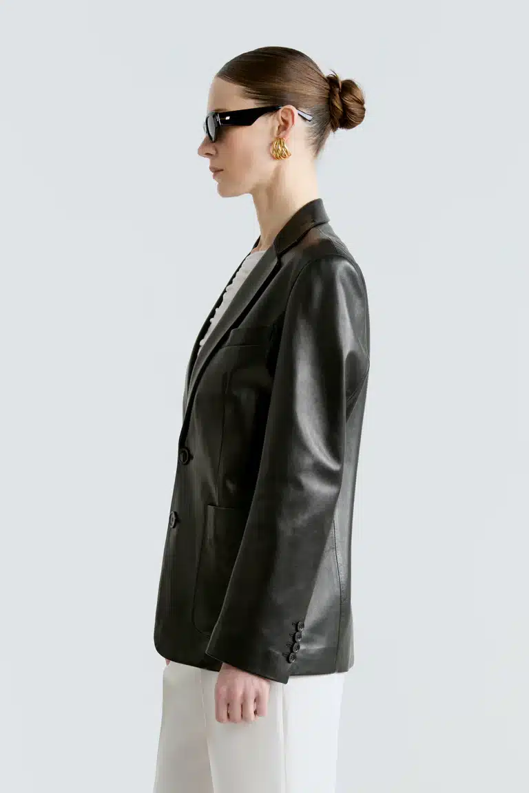 Valeria Black Leather Blazer